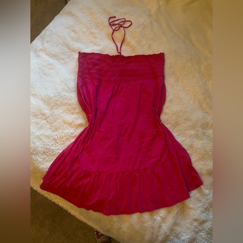 Aerie Pink Ruffle Halter dress
